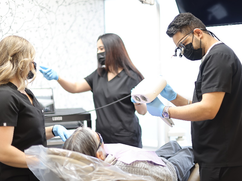 Photo of the office manager on the phone